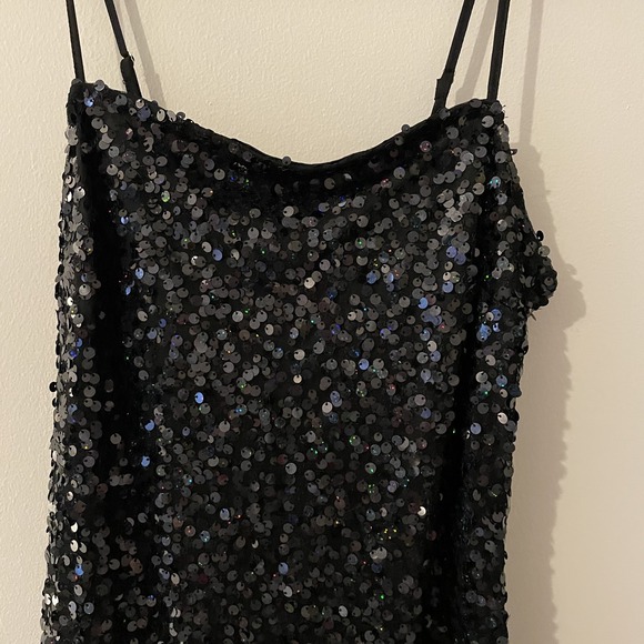 NEW Wild Fable Sequin Lace Up Back Bodycon Mini Dress Black Size M Club Cocktail - Picture 4 of 10